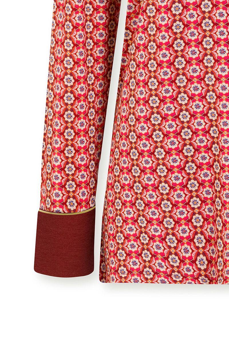 Top Lange Mouw Star Flower Rood