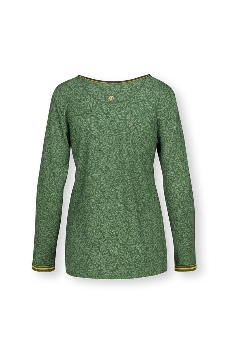 Top Long Sleeve Leafy Dots Green