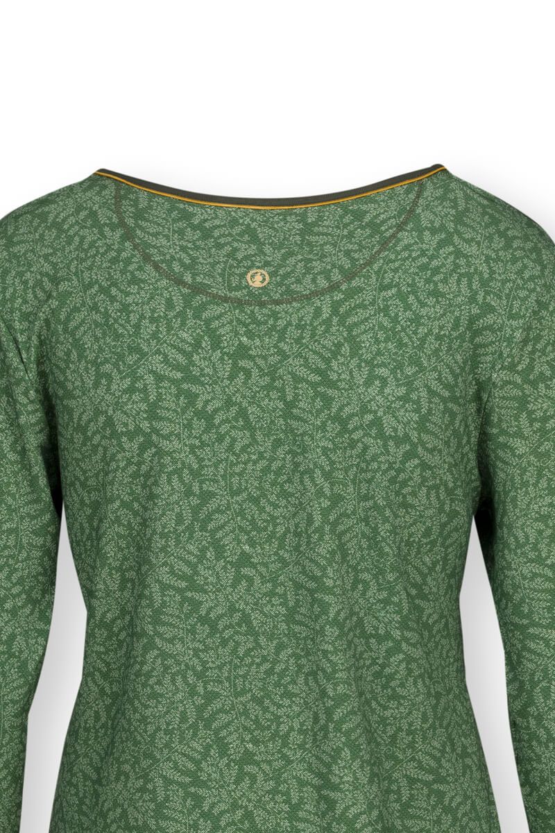 Top Long Sleeve Leafy Dots Green