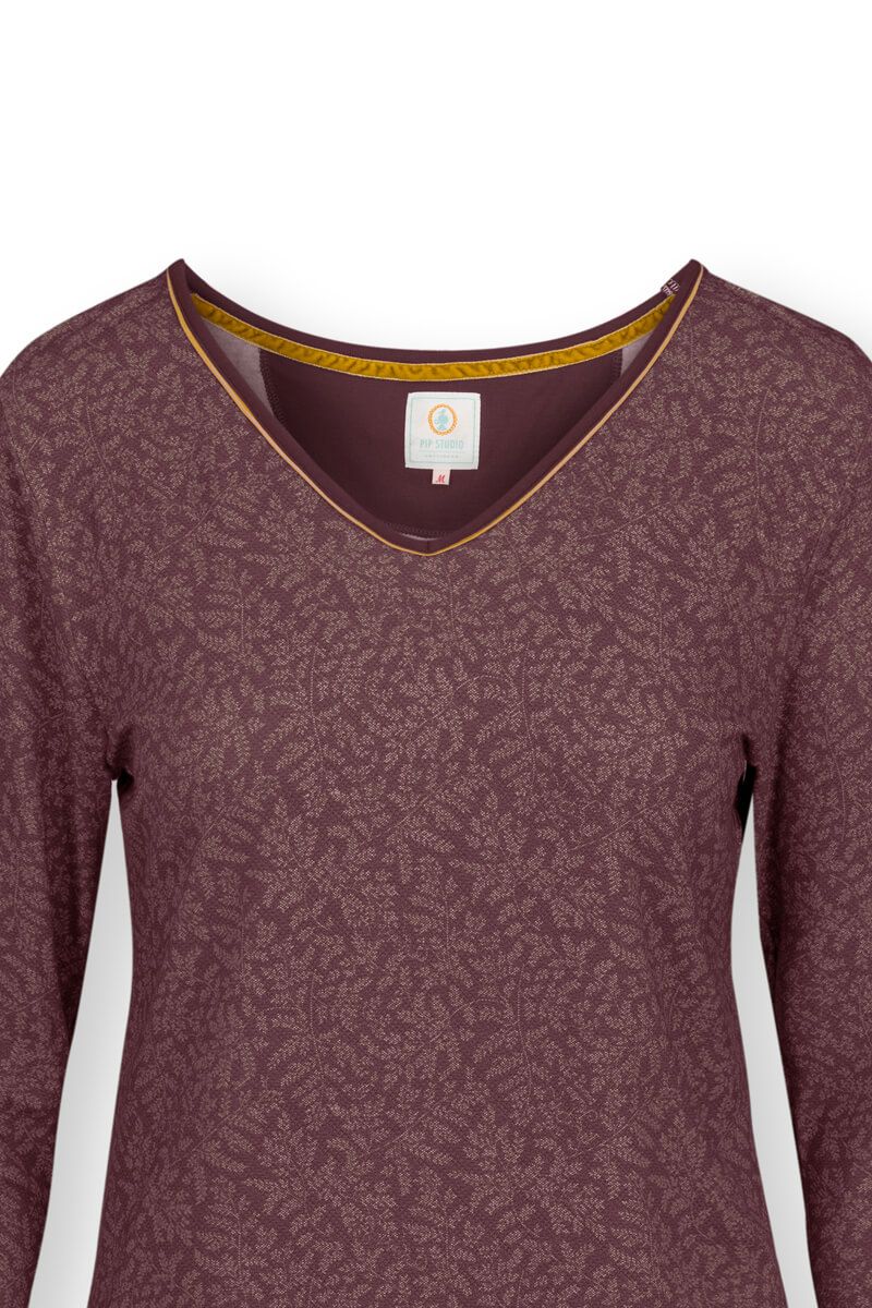 Top Long Sleeve Leafy Dots Terra Red