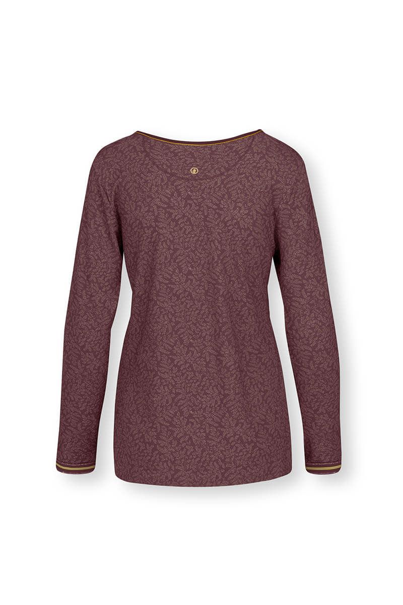 Top Long Sleeve Leafy Dots Terra Red