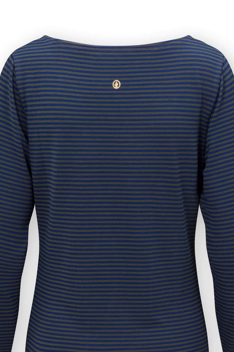 Top Lange Ärmel Little Sumo Stripe Blau Grun