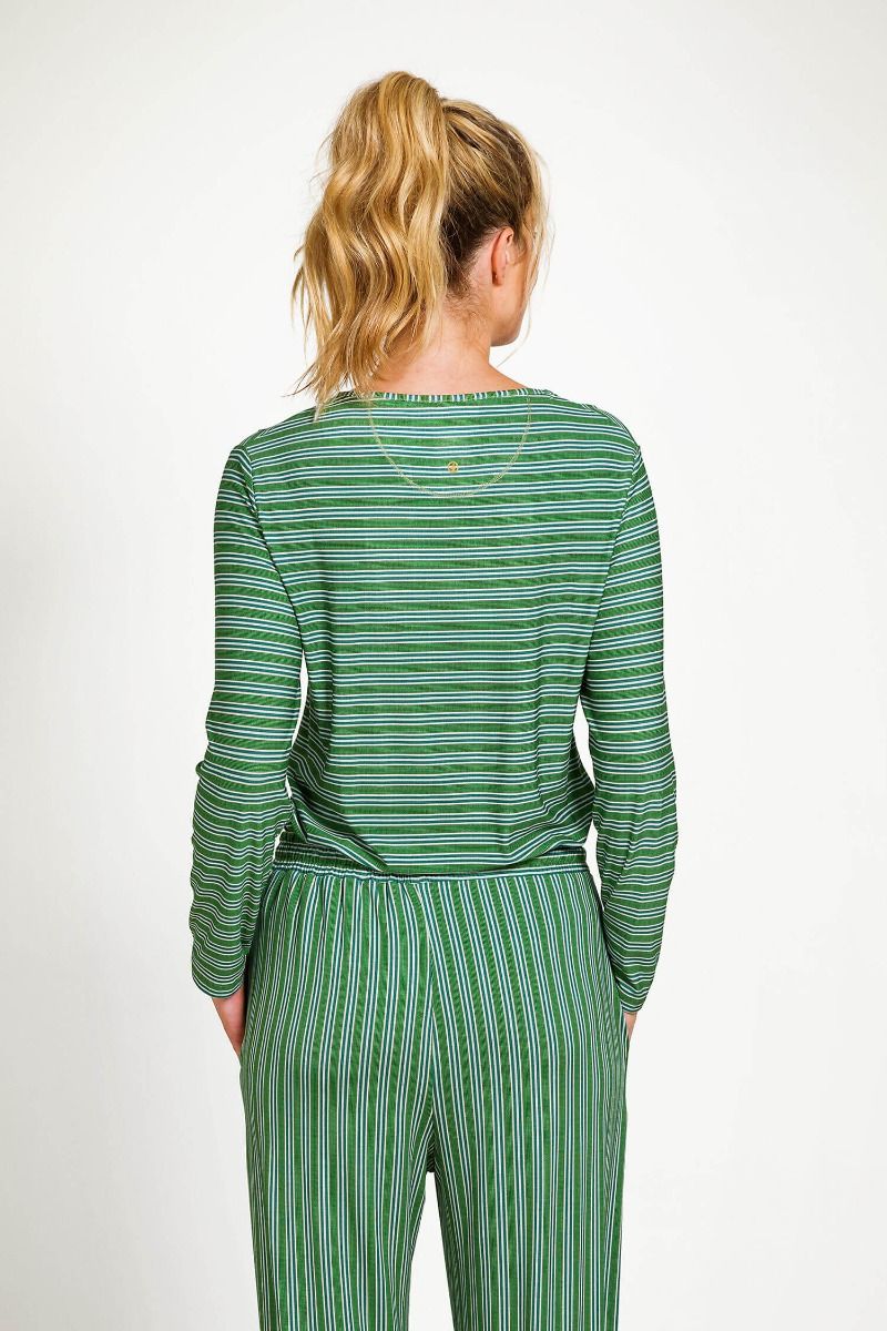 Trice Top à Manches Longues Kente Stripe Vert 