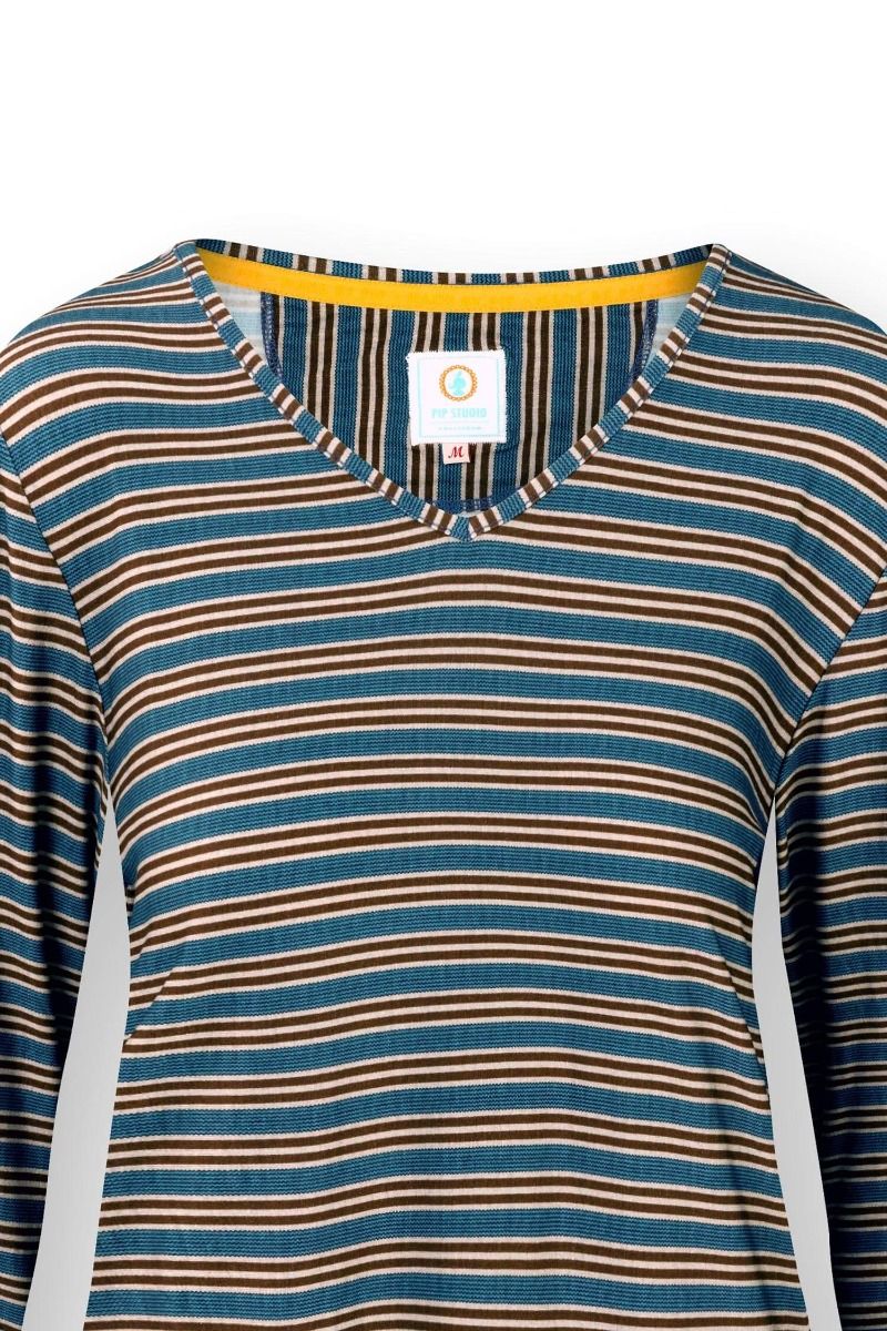 Trice Top à Manches Longues Kente Stripe Bleu 