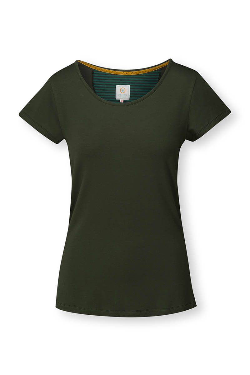 Top Kurze Ärmel Solid Grün