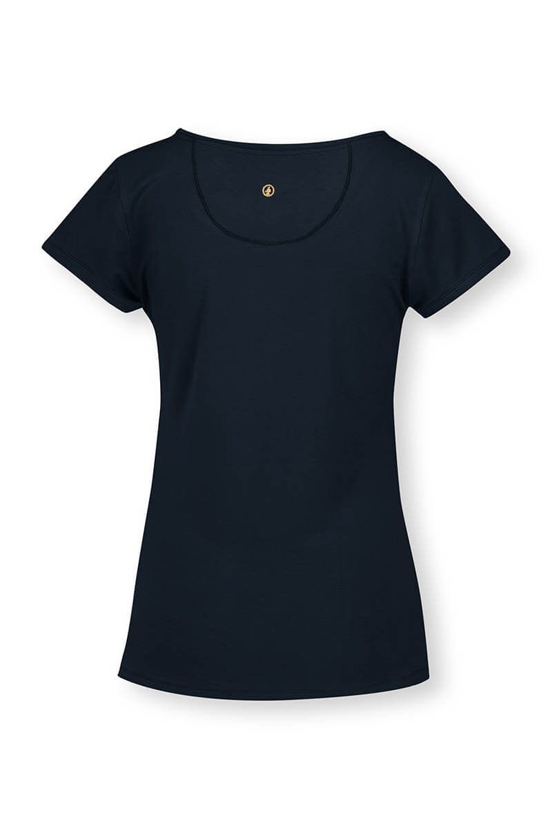 Top Korte Mouw Solid blauw