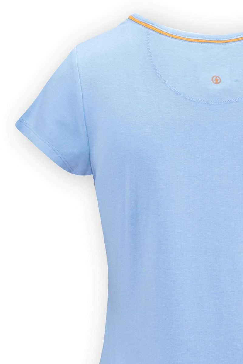 Top Korte Mouw Solid Licht Blauw