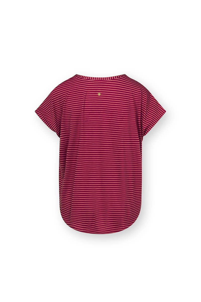Tatum Top Korte Mouw Little Sumo Stripe Rood Roze