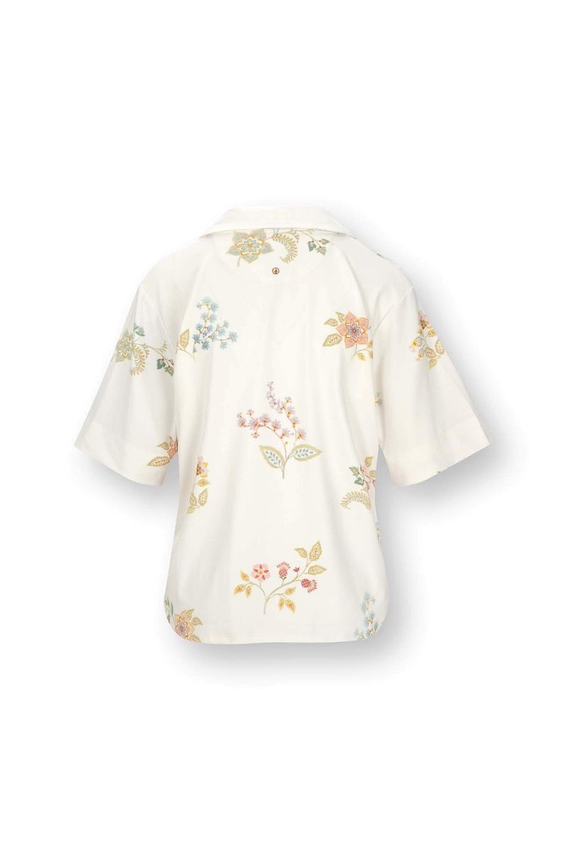 Flora Top Short Sleeve Blossom Chique White
