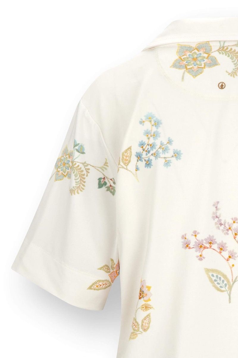 Flora Top Short Sleeve Blossom Chique White