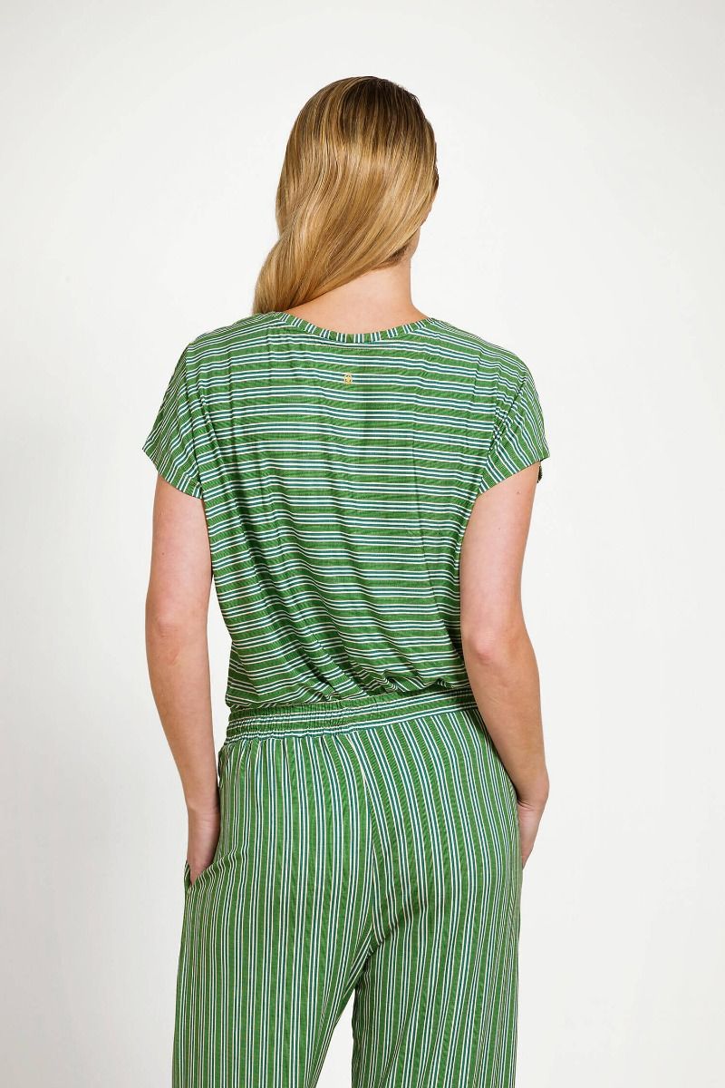 Tatum Top à Manches Courtes Kente Stripe Vert 