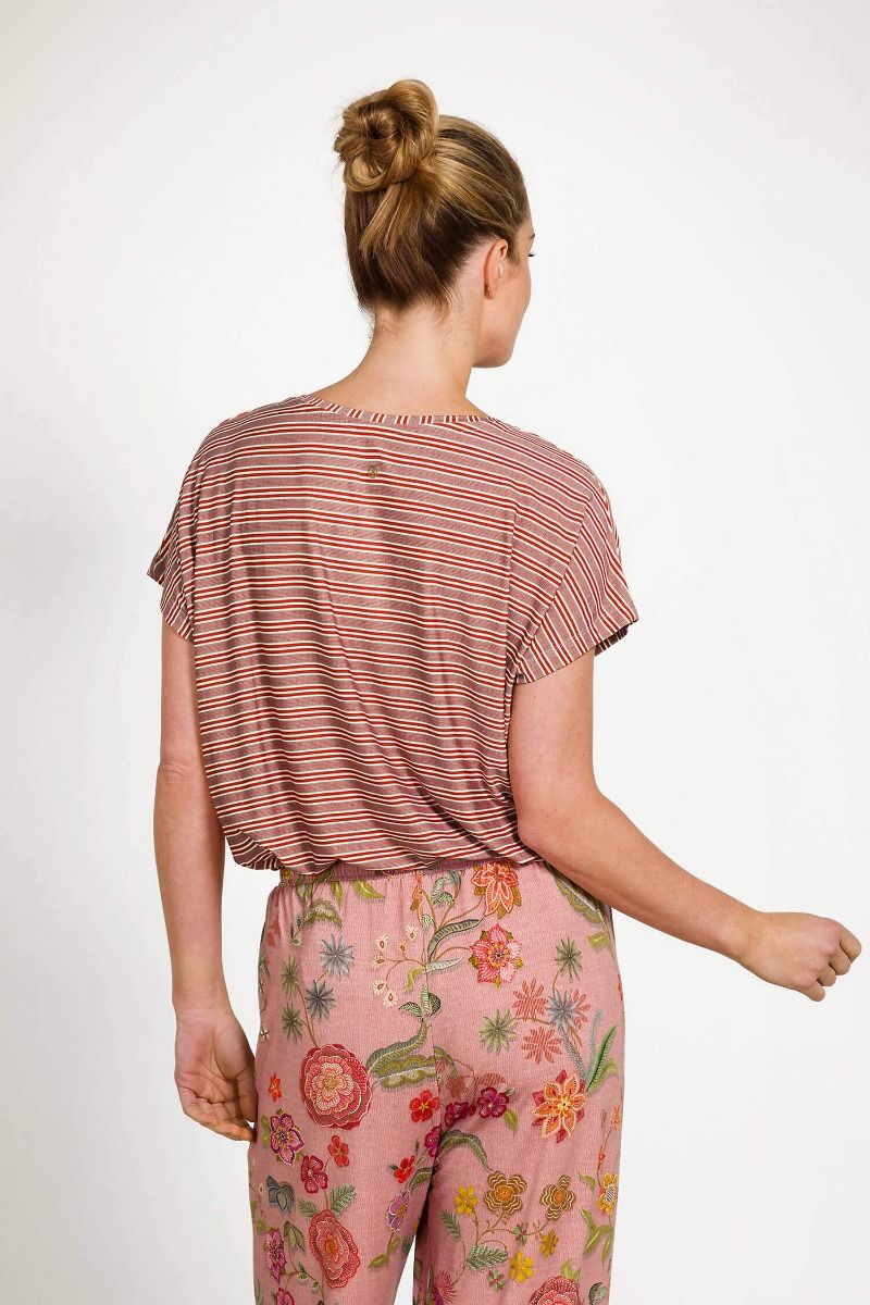 Tatum Top à Manches Courtes Kente Stripe Rose 