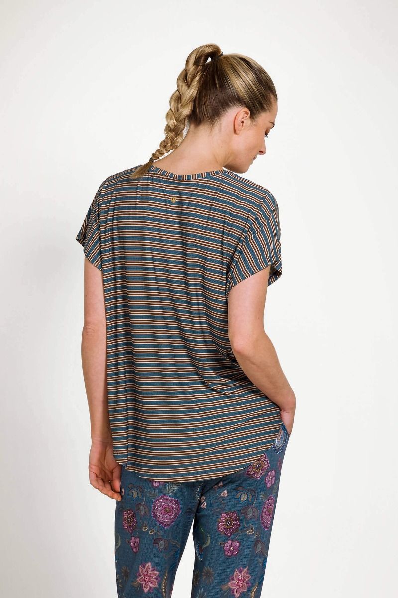 Tatum Top à Manches Courtes Kente Stripe Bleu 