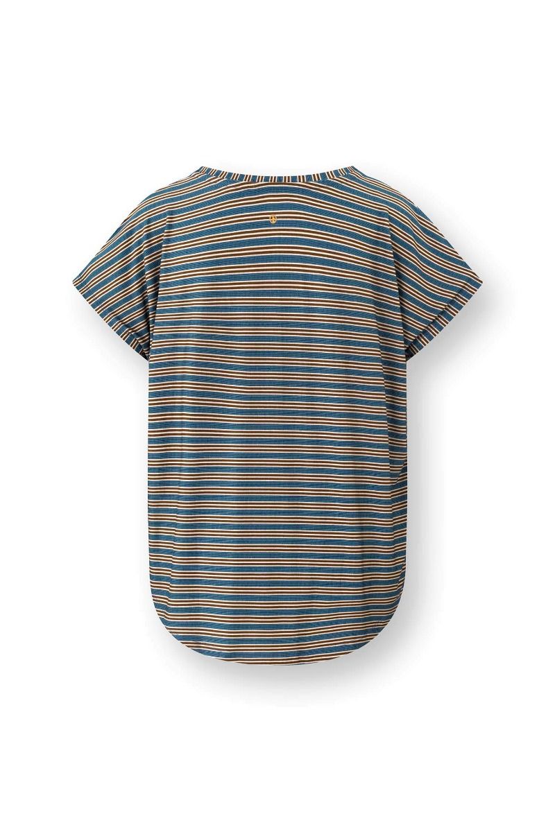 Tatum Top à Manches Courtes Kente Stripe Bleu 