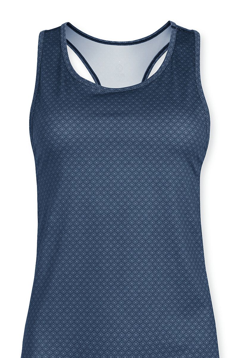 Sport Top Mouwloos Lace Flower Blauw
