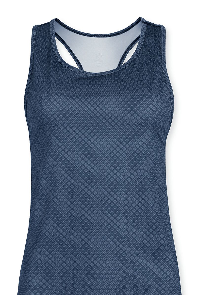 Sport Top Sleeveless Lace Flower Blue