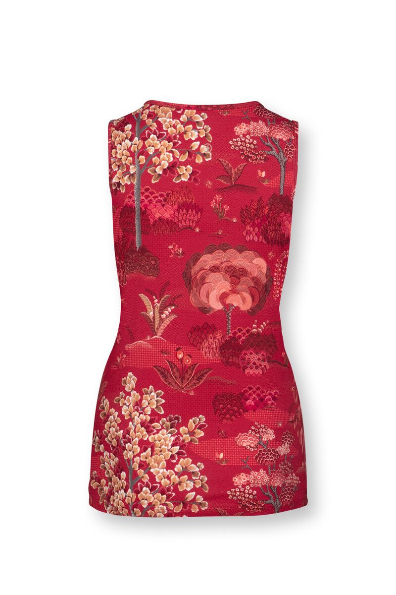 Sport Top Mouwloos Japanese Garden Rood