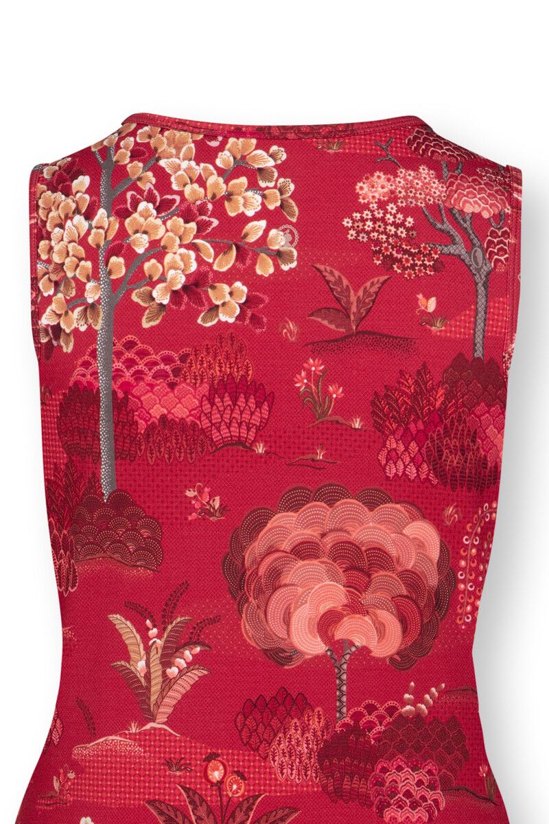 Sport Top Mouwloos Japanese Garden Rood