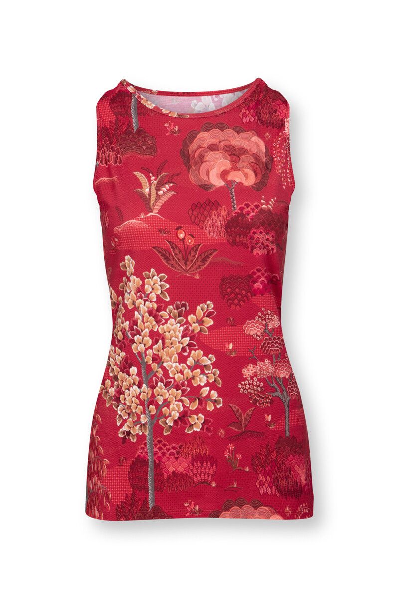 Sport Top Sleeveless Japanese Garden Red