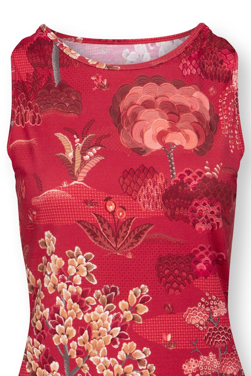 Sport Top Sleeveless Japanese Garden Red