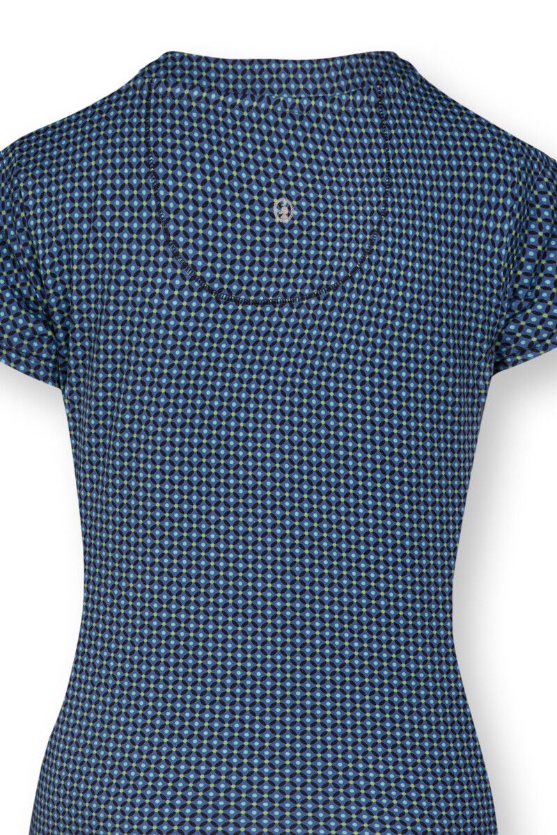 Sport Top Kurze Ärmel Cross Stitch Blau