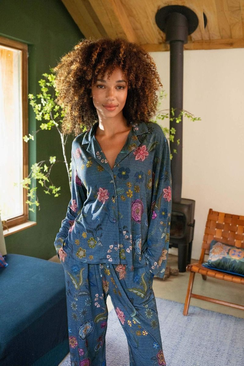 Belin Pantalon Coco Flower Bleu 
