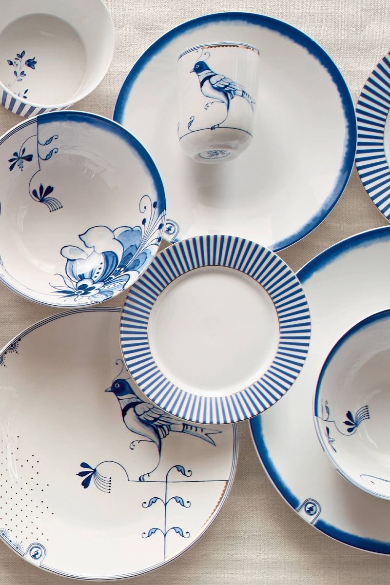 Breakfast Plate Pip & The Blue Bird Dip Dye White 18cm