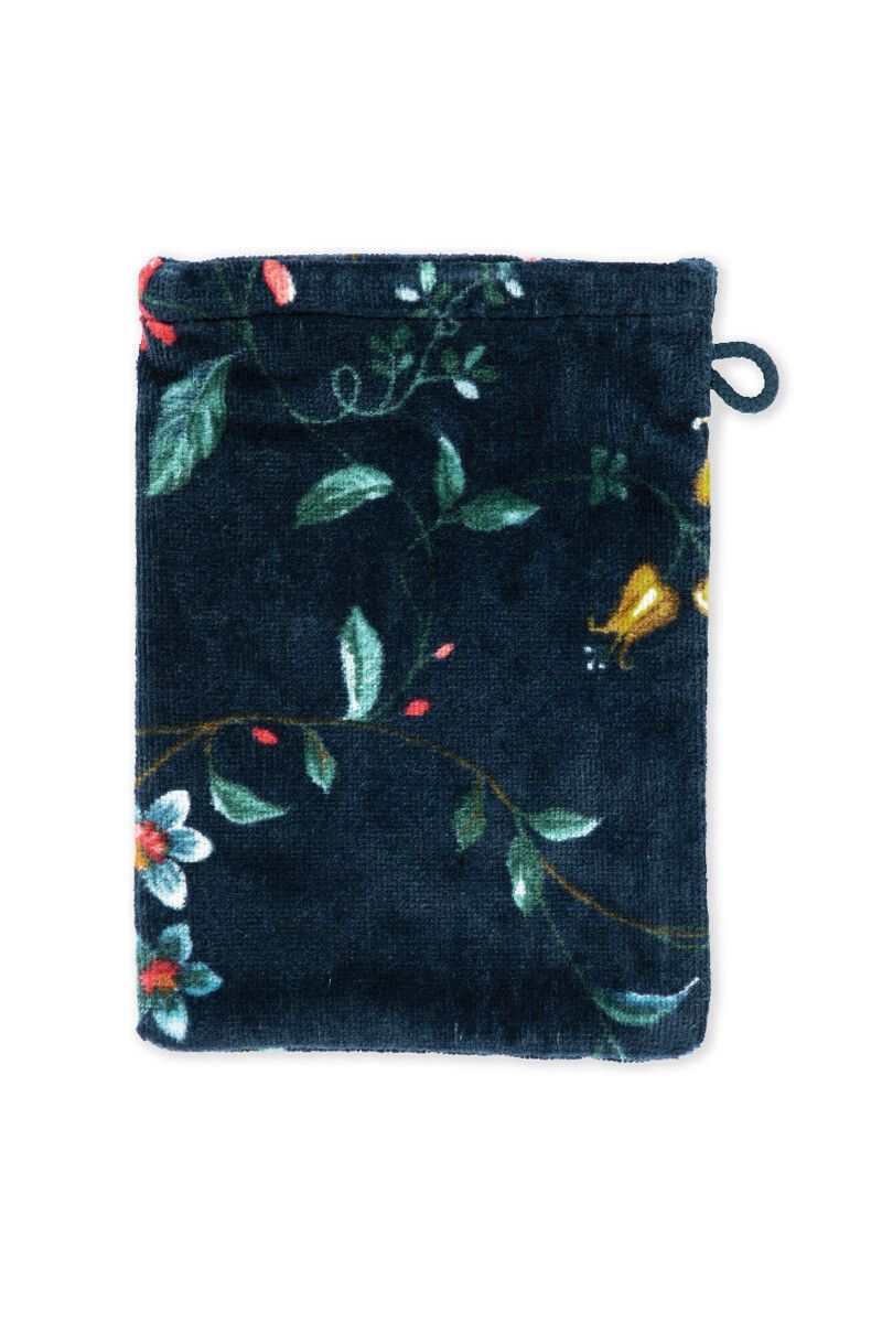 Washandje Set/3 Les Fleurs Donkerblauw 16x22 cm