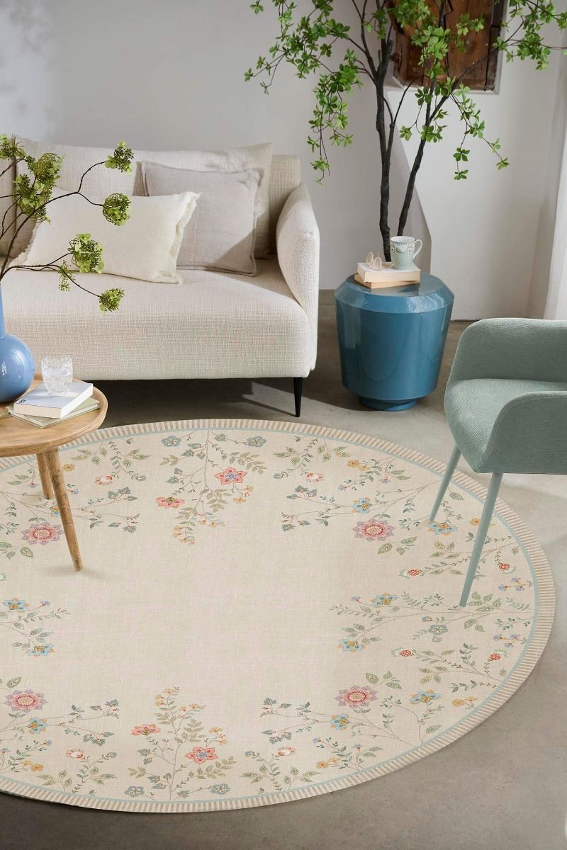 Round Carpet Campo de Flores by Pip Off White