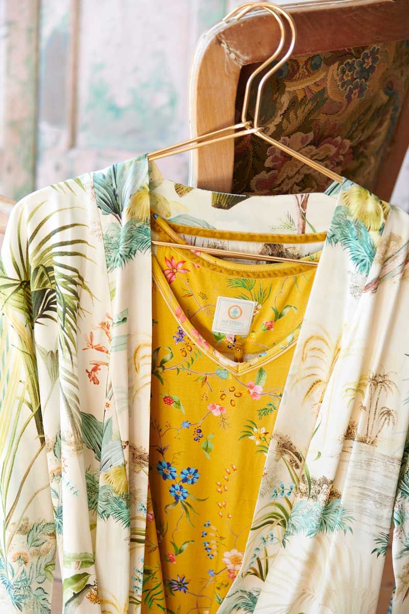 Kimono Palm Scenes Off White