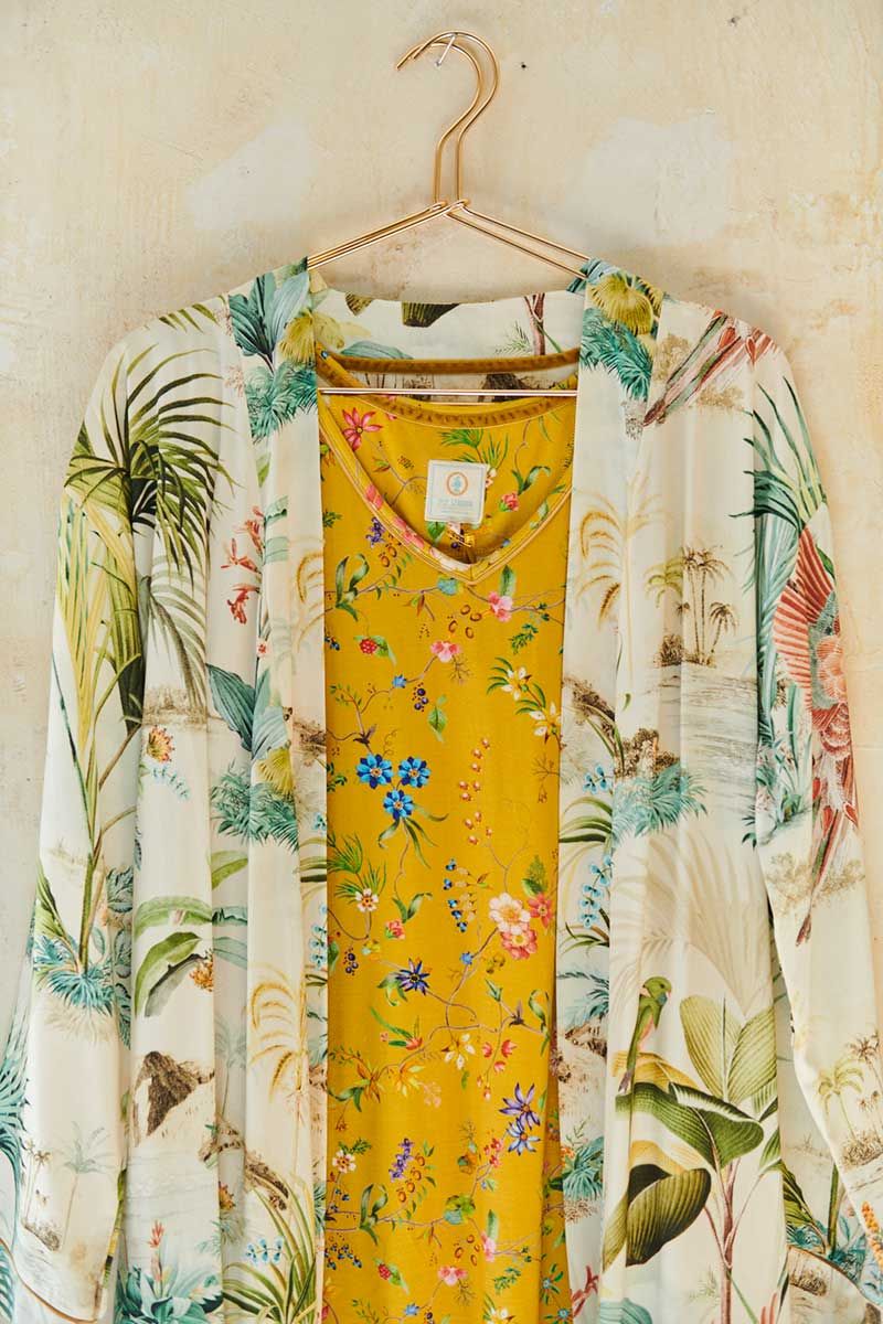 Kimono Palm Scenes Off White