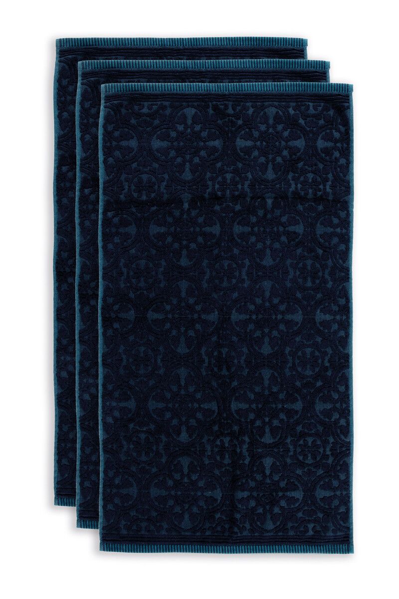 Badhanddoek Set/3 Tile de Pip Donkerblauw 55x100 cm