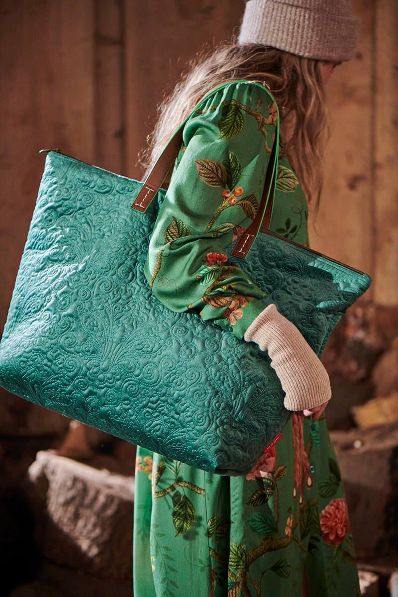 Tote Bag Velvet Quiltey Days Groen