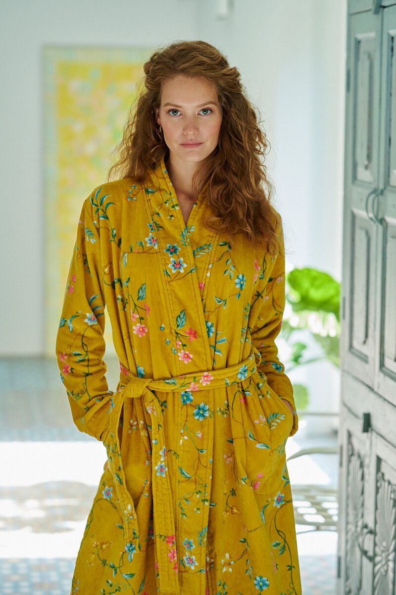 Bathrobe Les Fleurs Bathrobe Yellow | Pip Studio the Official website