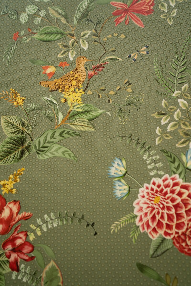 Pip Studio Floris Non-Woven Wallpaper Green