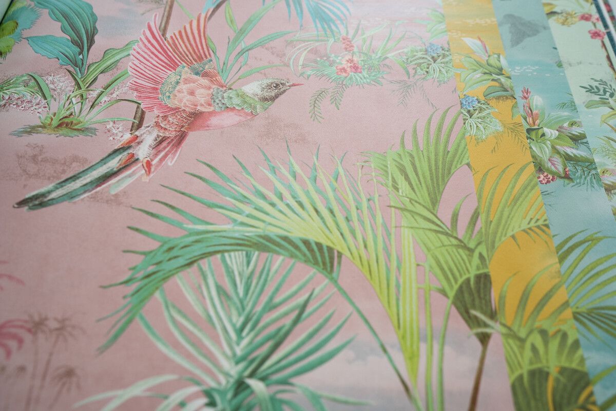 Pip Studio Palm Scene Non-Woven Wallpaper Pink