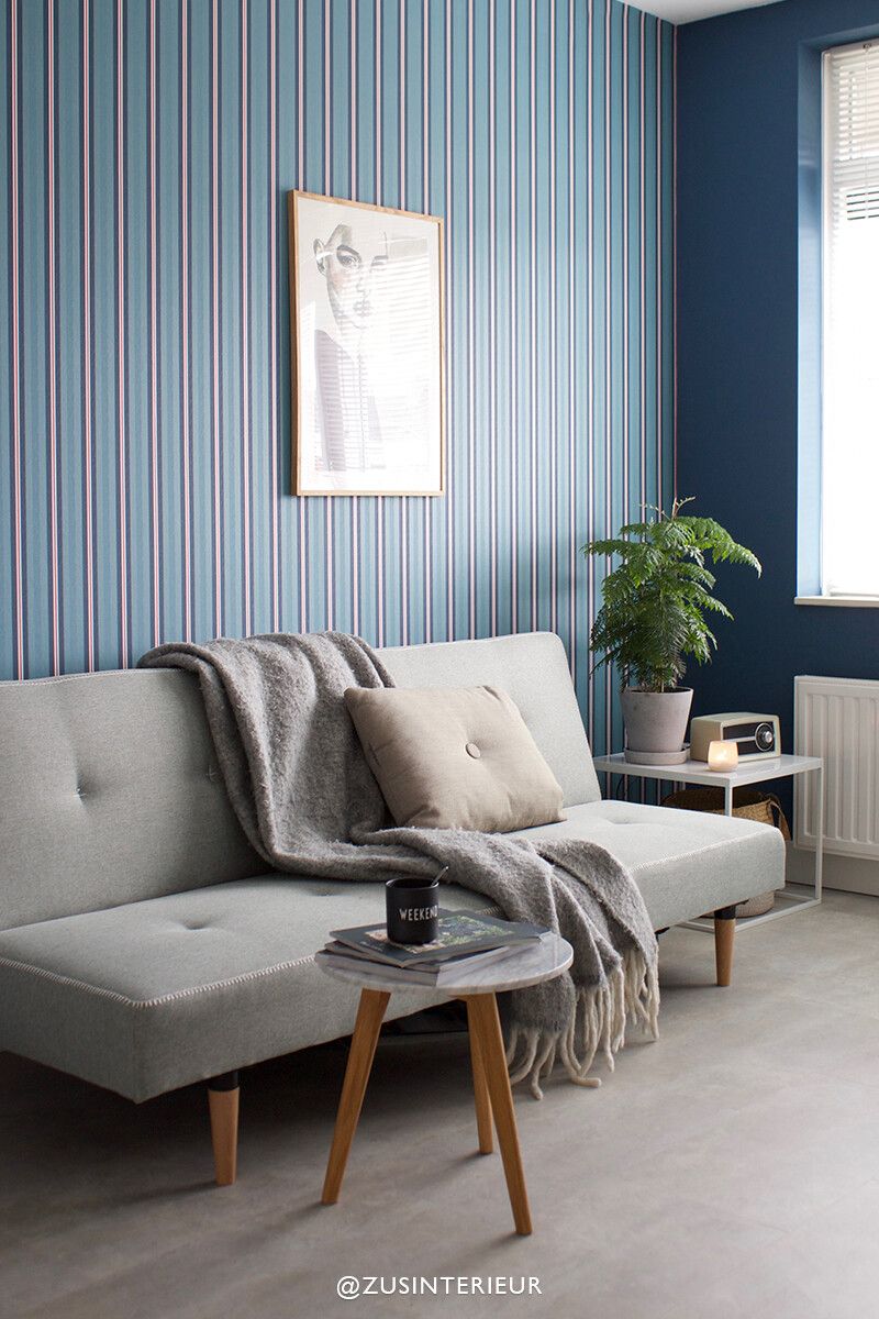 Pip Studio Blurred Lines Non-Woven Wallpaper Dark Blue