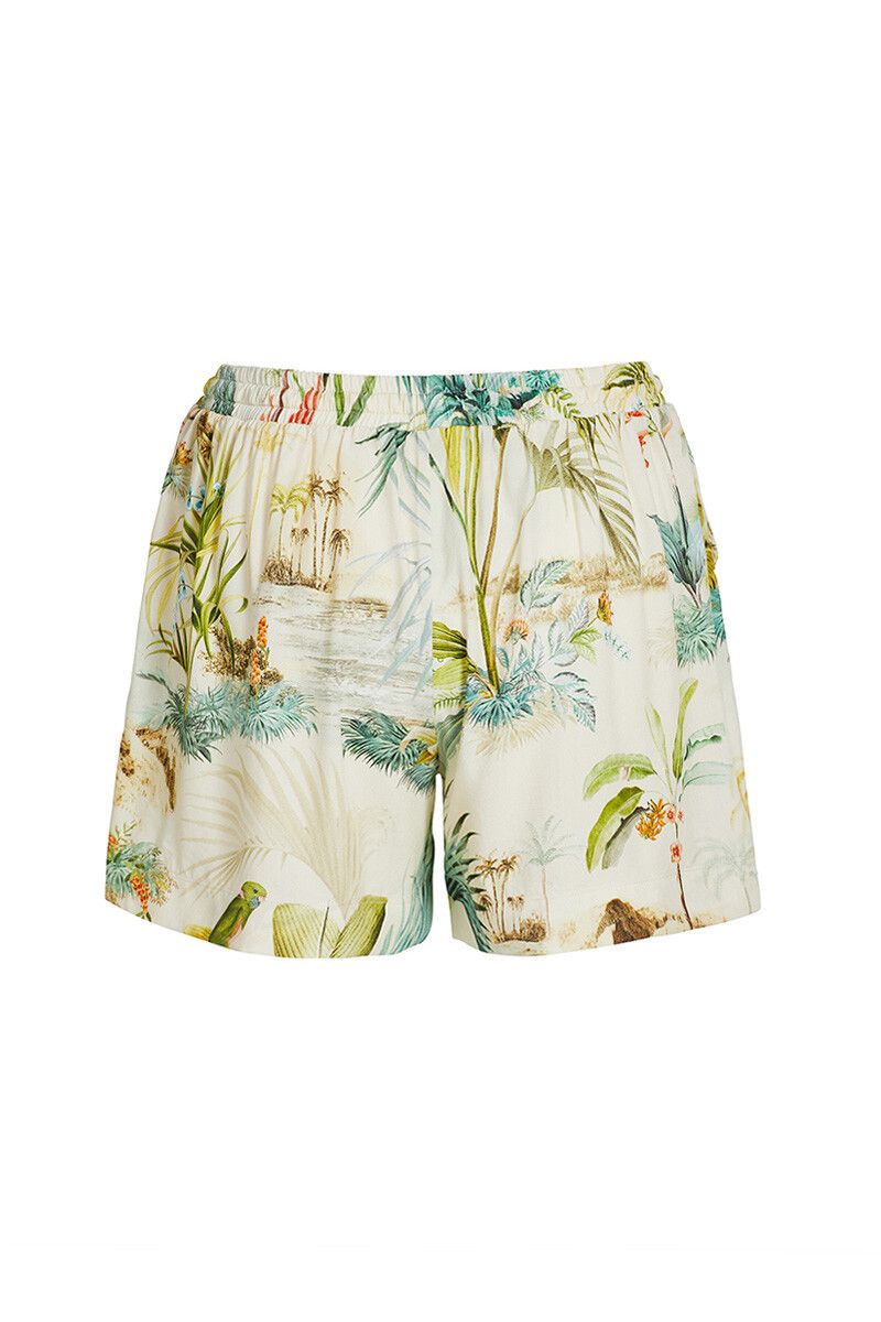 Trousers Short Palm Scenes Off White