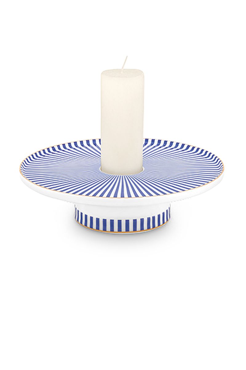 Royal Stripes Candle Tray Blue 14 cm 