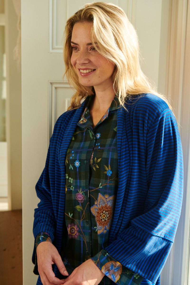 Naomi Kimono Velvet Little Sumo Stripe Blau