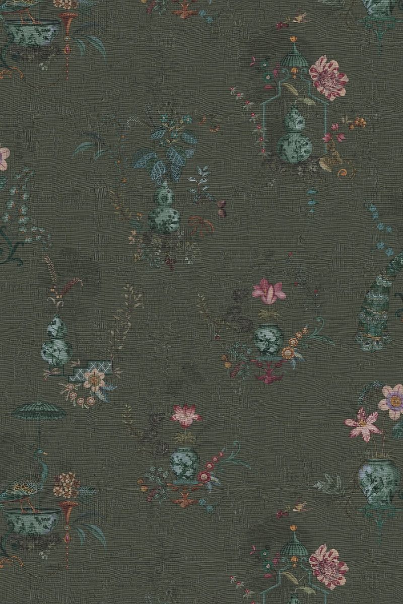 Pip Studio Chinese Porcelain Vinyl Wallpaper Dark Green