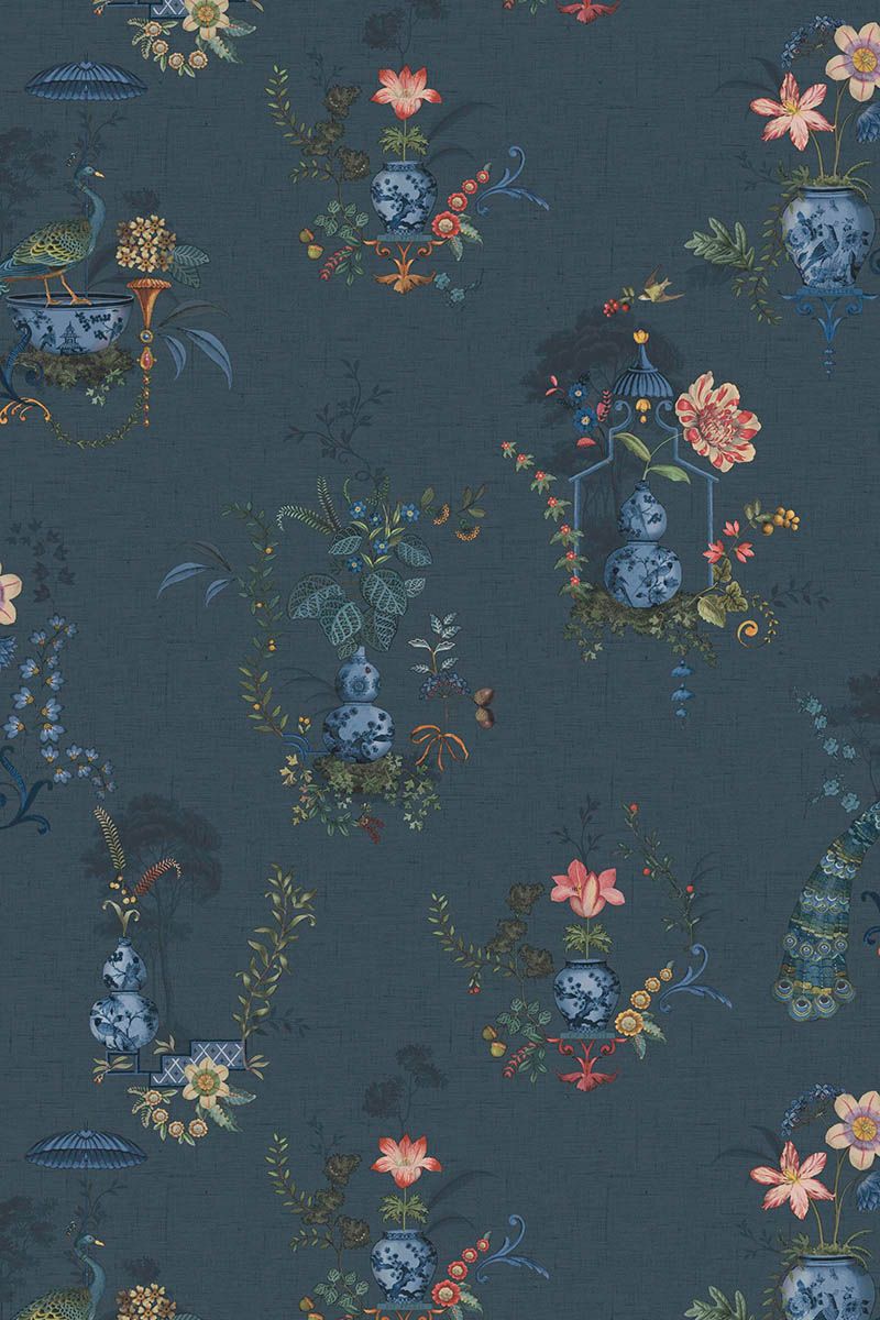 Behangstaal Chinese Porcelain Donker Blauw
