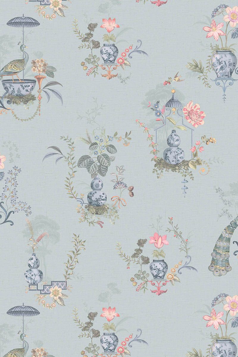 Behangstaal Chinese Porcelain Licht Blauw