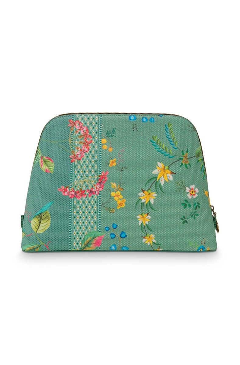 Cosmetic Bag Triangle Large Fleur Mix Green 