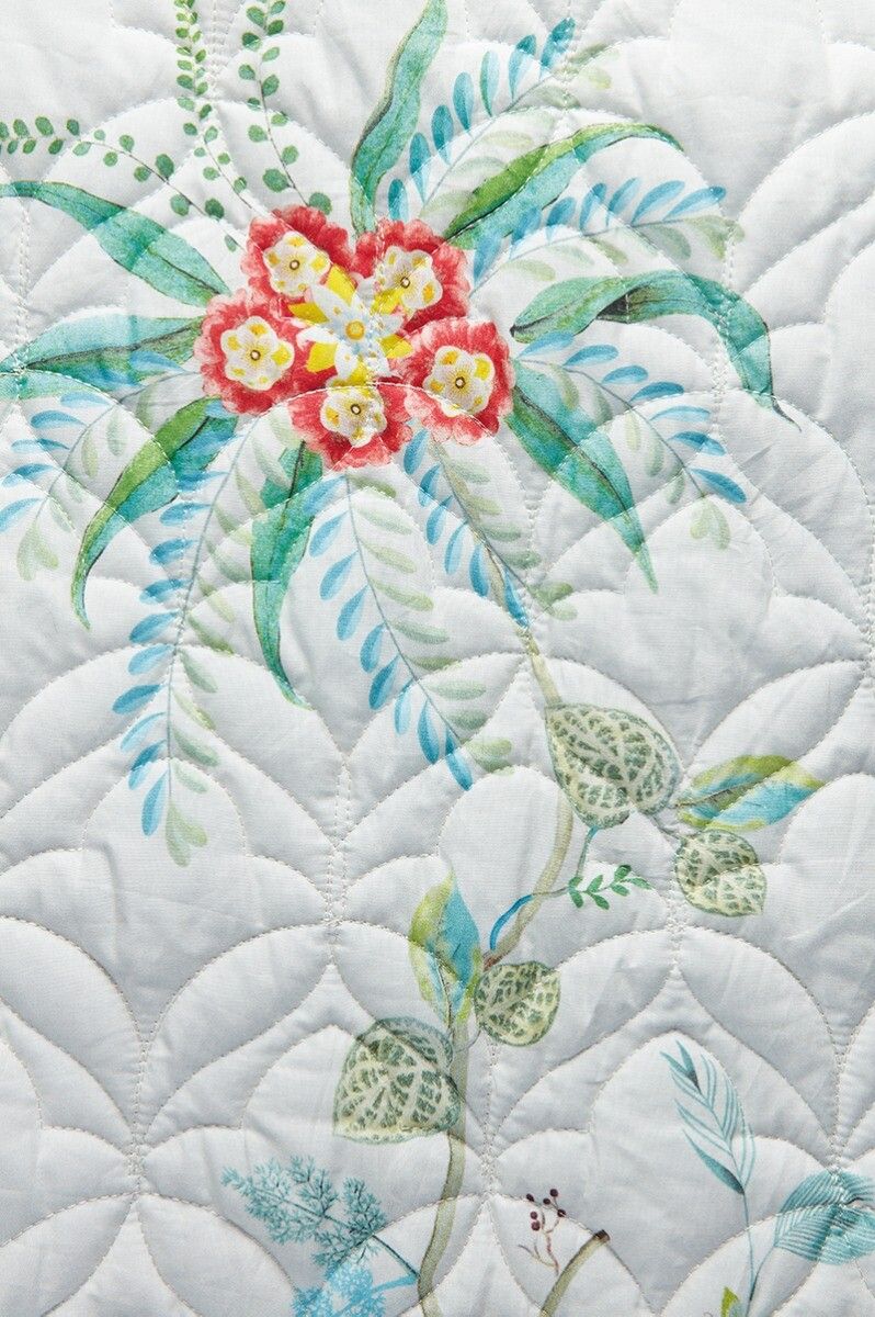 Cushion Rectangle Quilted Fleur Grandeur White