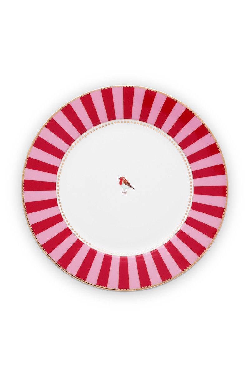 Assiette Plate Love Birds en Coloris Rouge/Rose 26,5 cm
