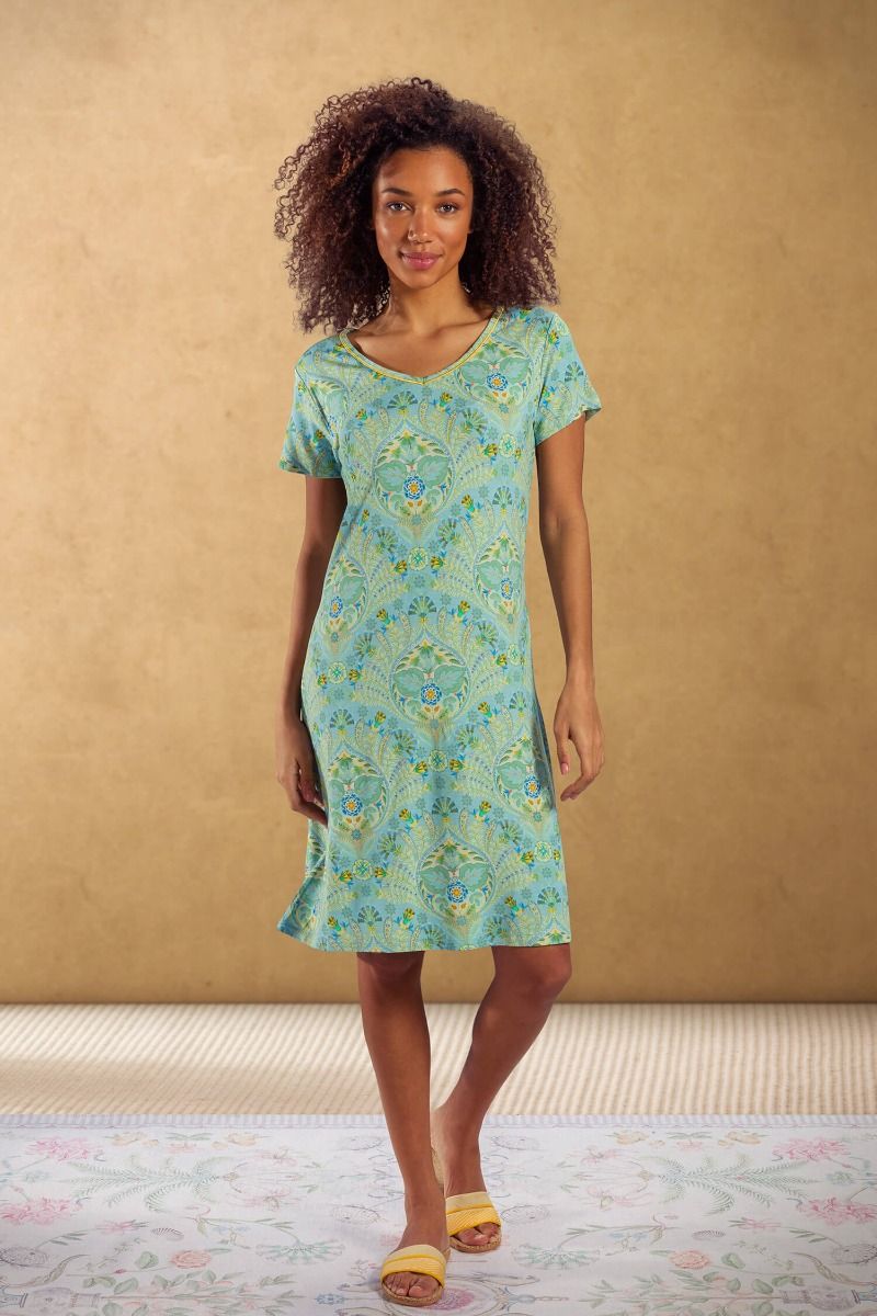 Nightdress Short Sleeve Alba Blue Green