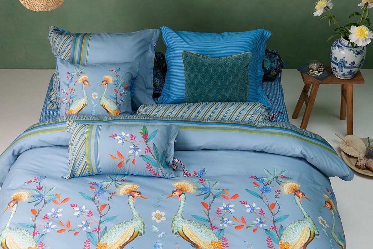 Pillowcase Flirting Birds Blue