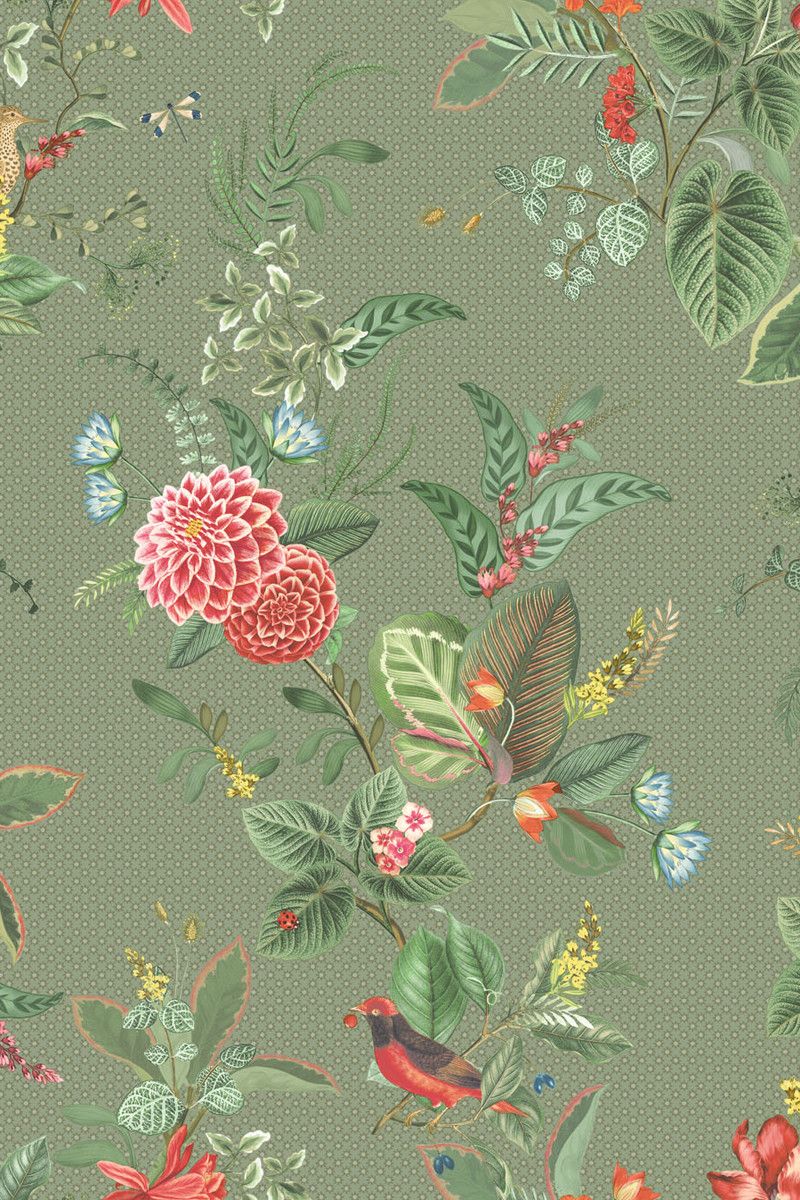 Pip Studio Floris Non-Woven Wallpaper Green