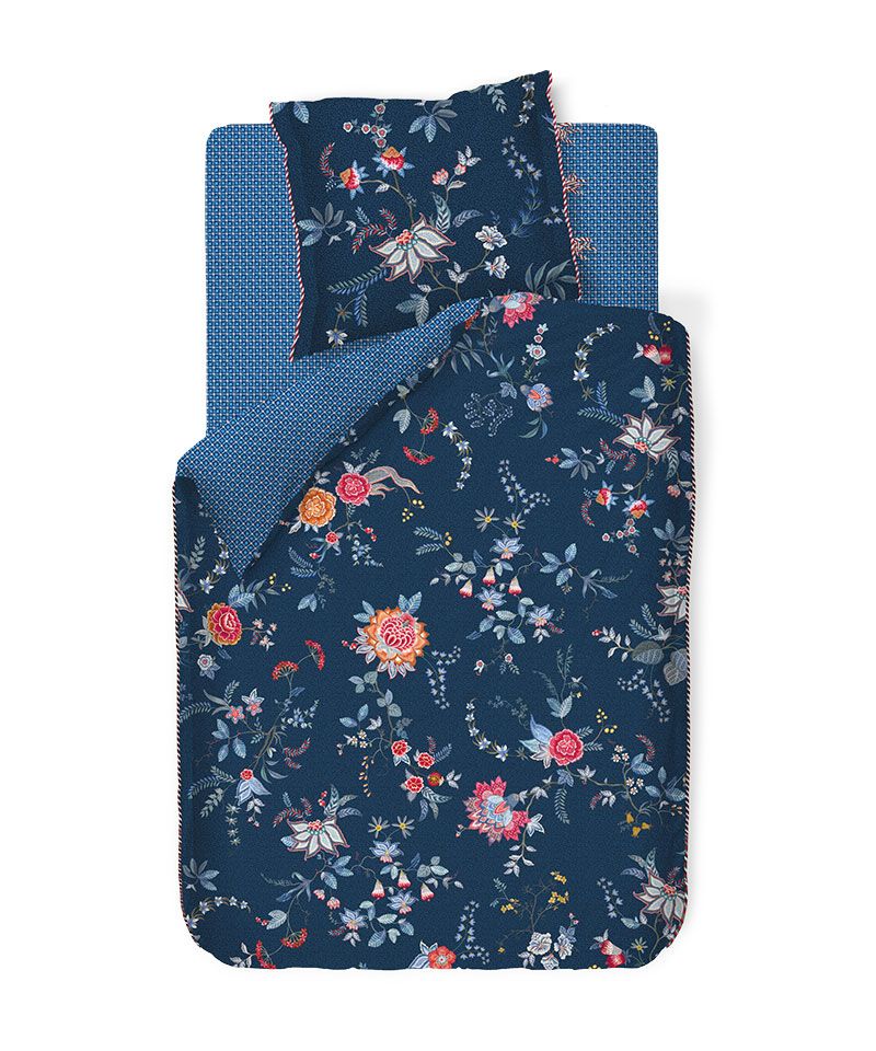Duvet Cover Set Flower Festival Dark Blue